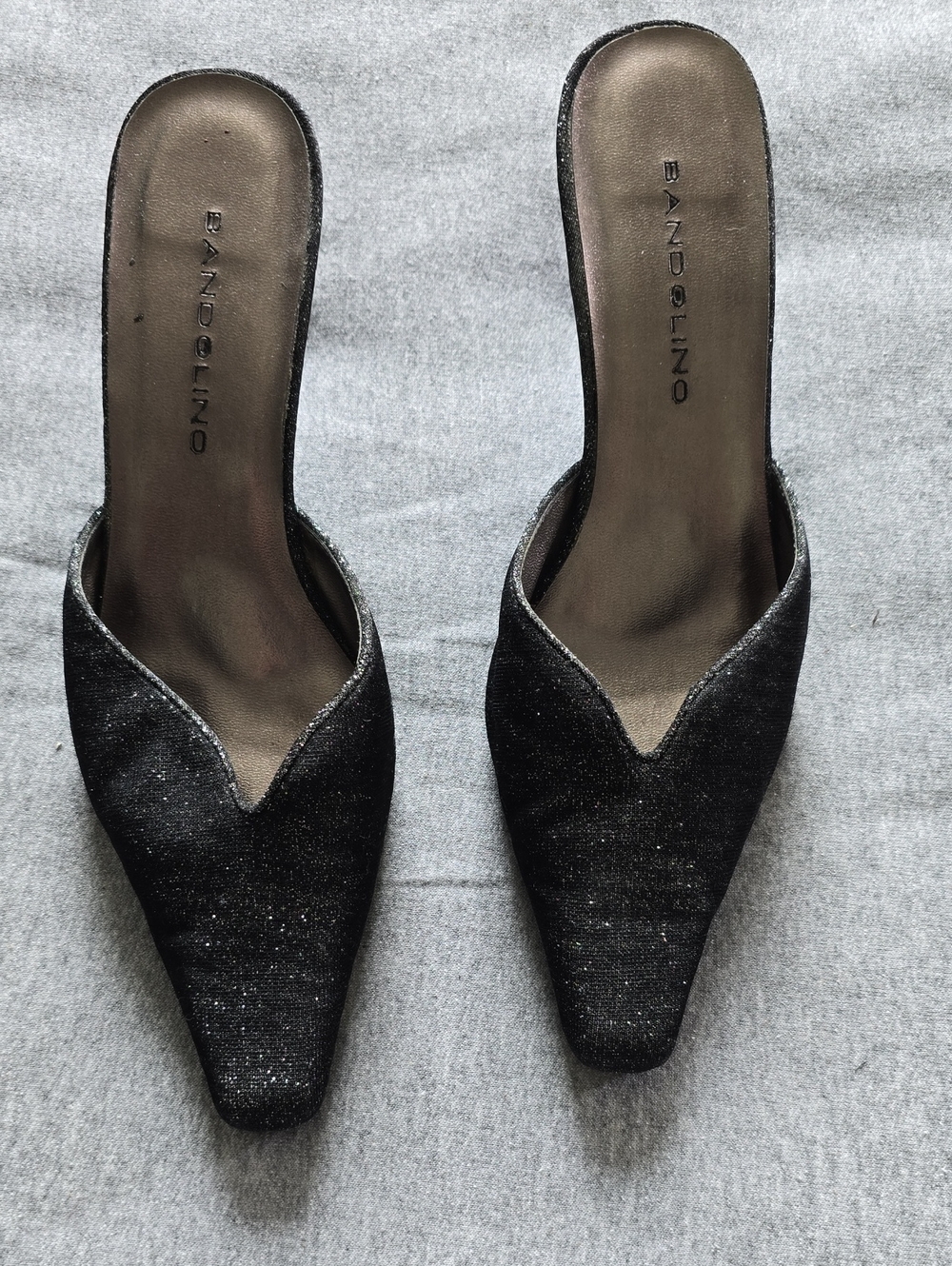 Bandolino Black Sparkle Pointed Mule Slides